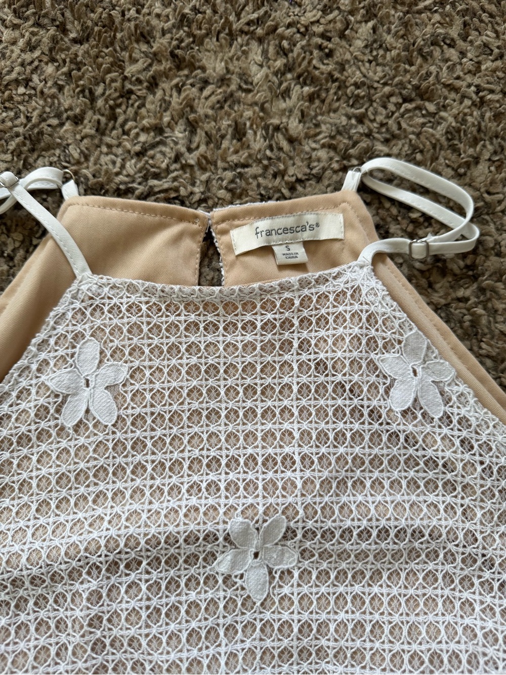 Francesca's Collections Cream and white Crochet Lace Mini Dress - Picture 2 of 2